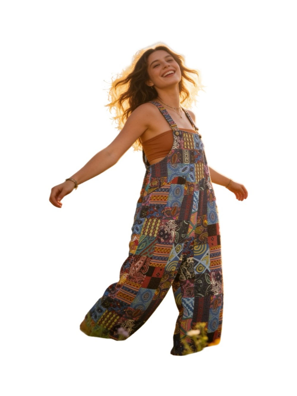 Women’s Boho Patchwork Multicolor Jumpsuit – XL - Picture 5 of 17